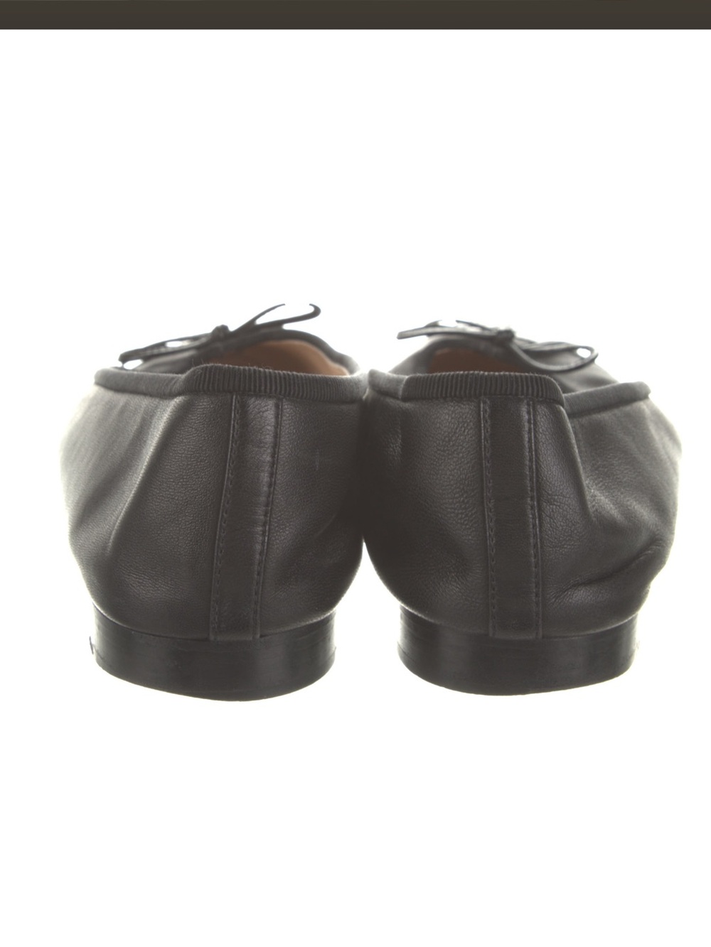 CHANEL Black Leather Ballet Flats with Bow and Interlocking CC Includes Dust bag - Picture 4 of 5